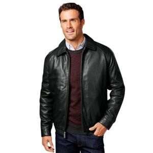 🔃Nautica Leather Black Front Zip Jacket